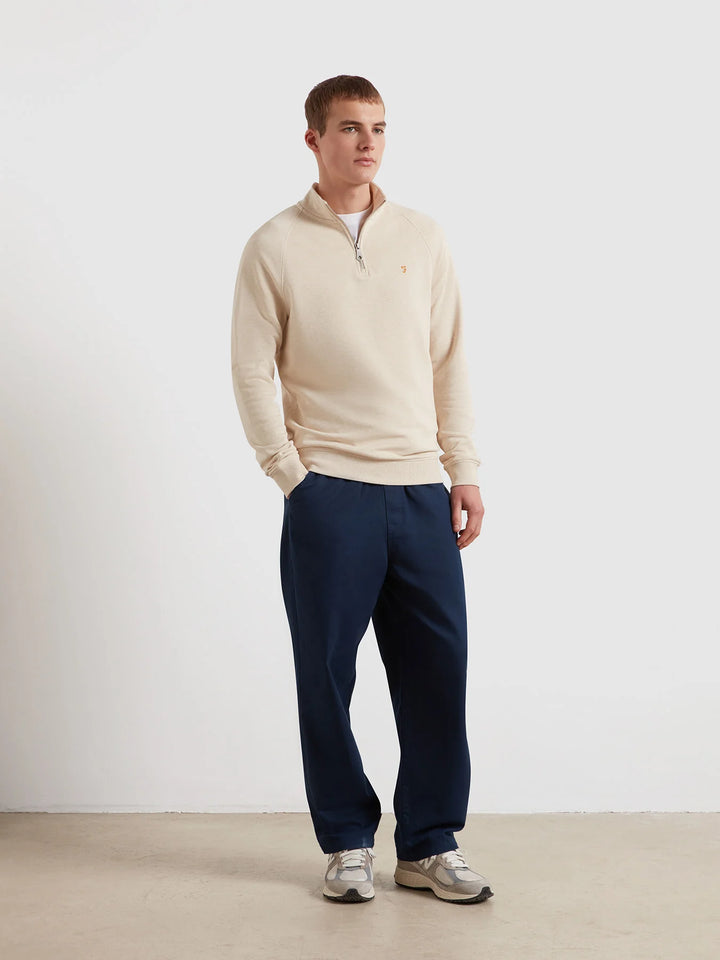 FARAH JIM 1/4 ZIP - BIRCH GREY MARL