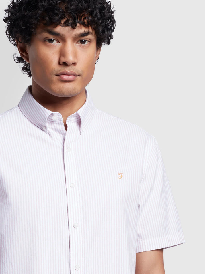 FARAH BREWER STRIPE SS BD - DARK PINK