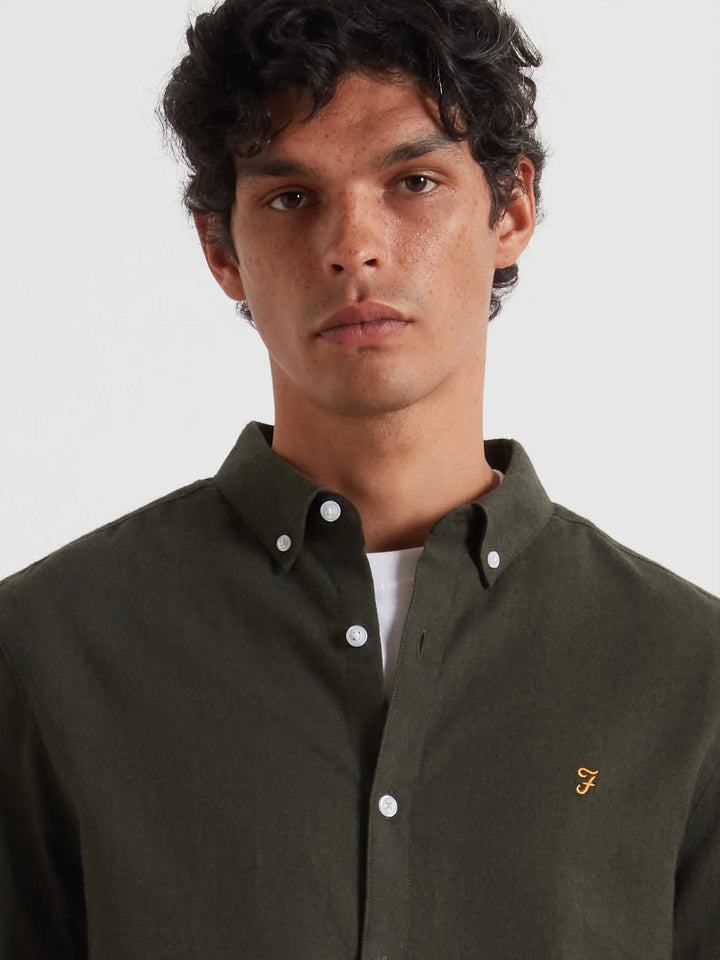 FARAH MILNERS LS PLAIN SHIRT - EVERGREEN