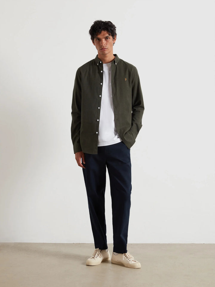 FARAH MILNERS LS PLAIN SHIRT - EVERGREEN