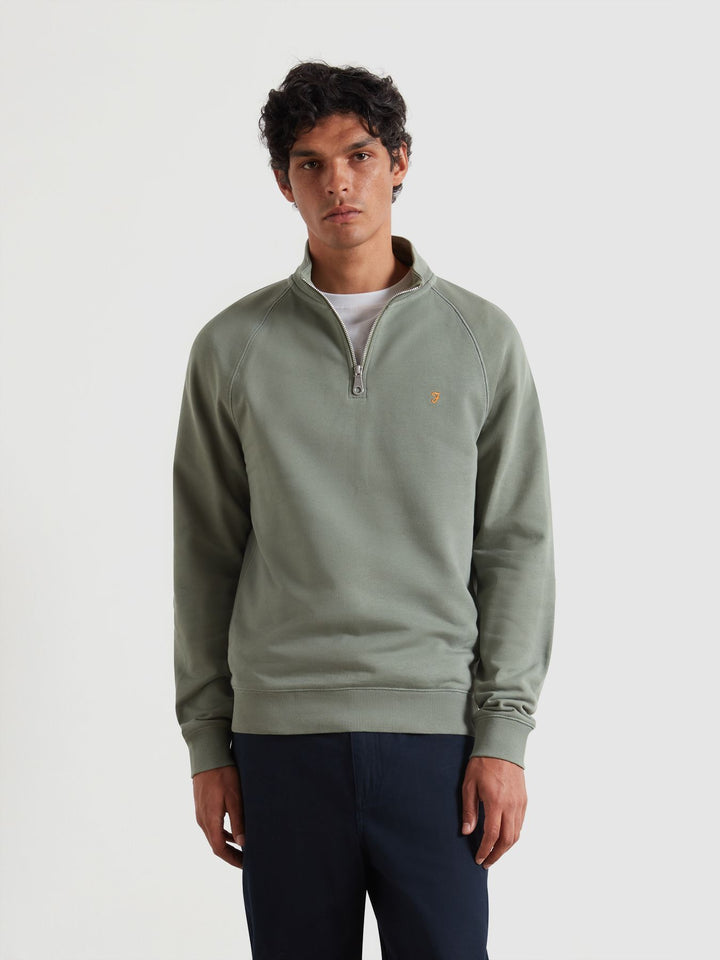 FARAH JIM 1/4 ZIP - TARRAGON GREEN