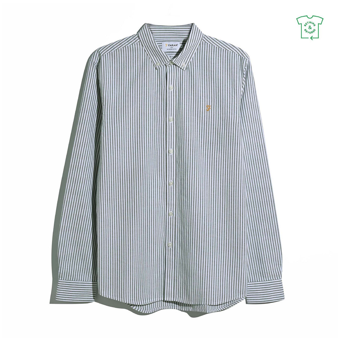 FARAH BREWER STRIPE LS SHIRT - ROSEMARY