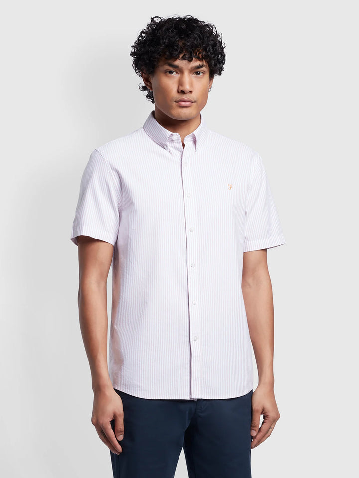 FARAH BREWER STRIPE SS BD - DARK PINK