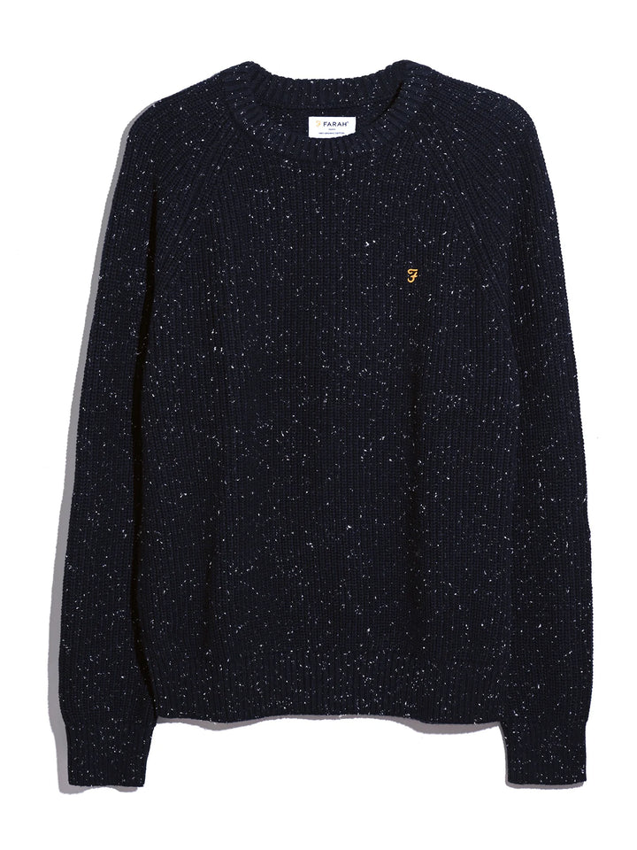 FARAH SAGE NEPPED SWEATER - NAVY