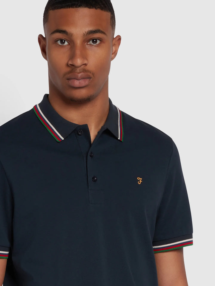 FARAH ALVIN TIPPED POLO - NAVY