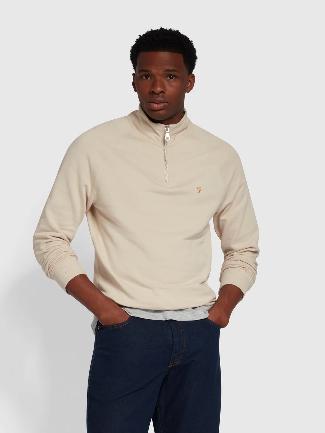 FARAH JIM 1/4 ZIP - FOG