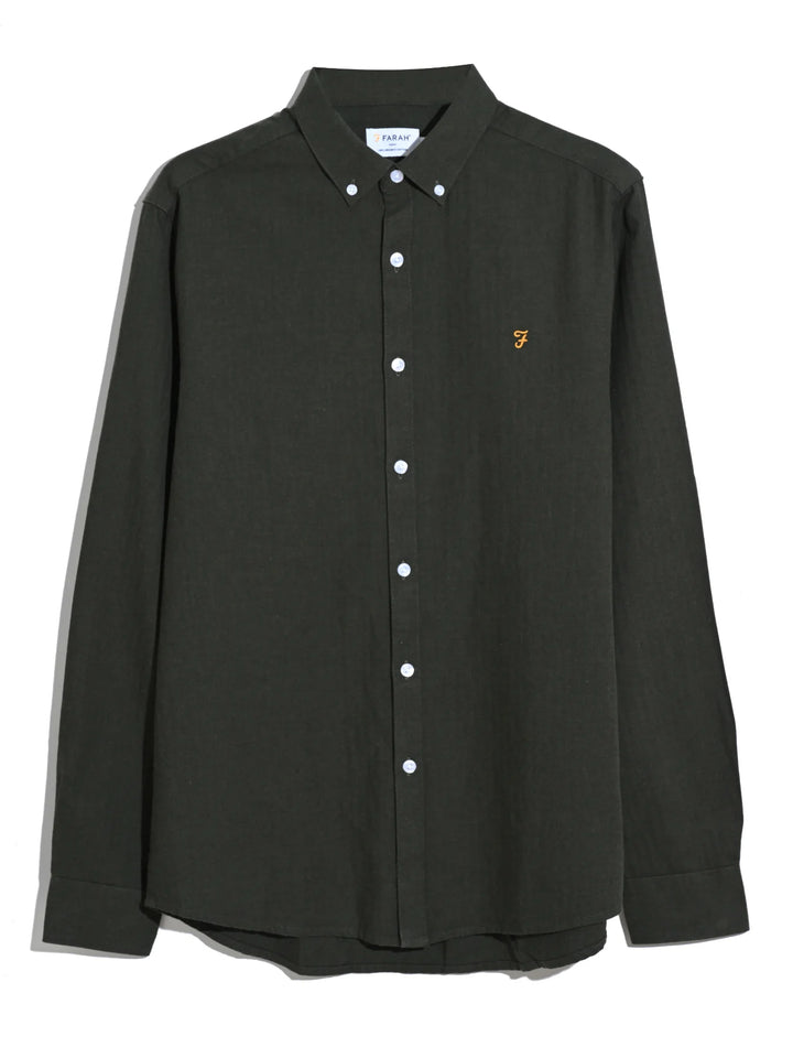 FARAH MILNERS LS PLAIN SHIRT - EVERGREEN
