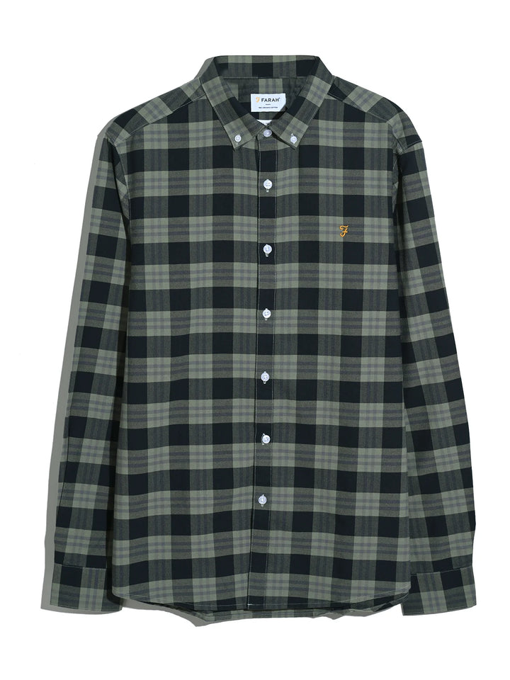 FARAH BREWER ORGANIC CHECK - TARRAGON GREEN