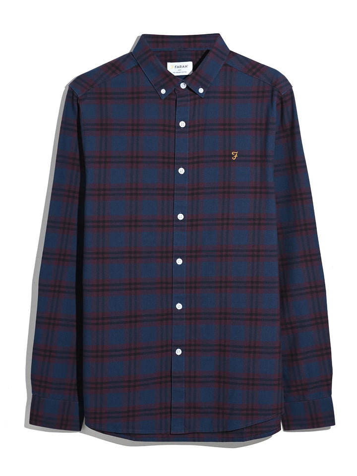 FARAH BREWER CHECK - BORDEAUX