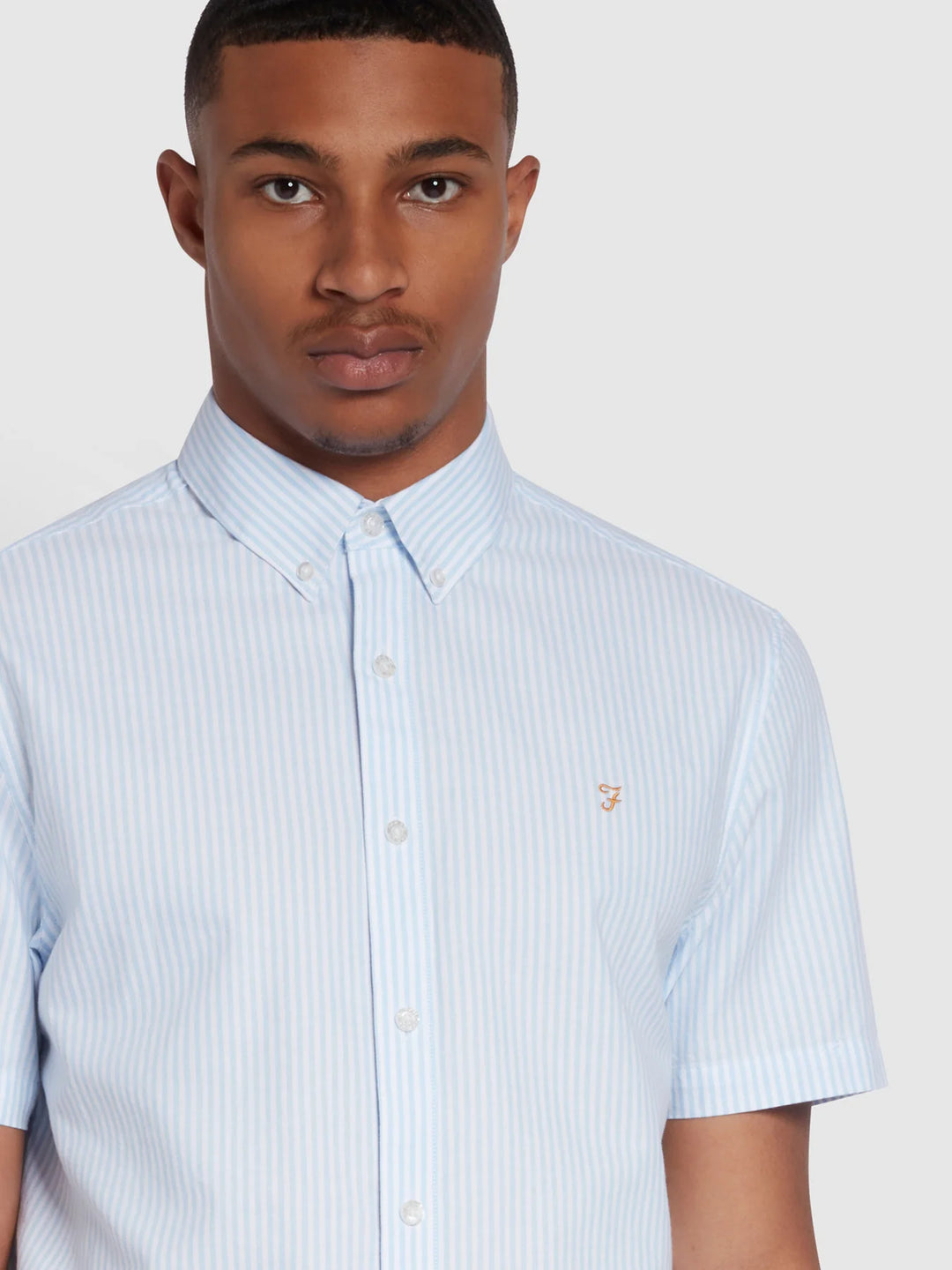 FARAH BREWER STRIPE SS BD - SKY BLUE