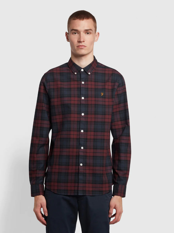 FARAH BREWER CHECK LS BD - FARAH RED