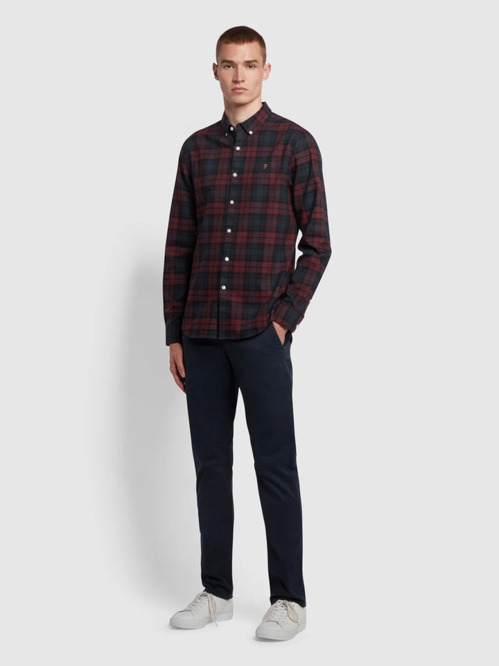 FARAH BREWER CHECK LS BD - FARAH RED