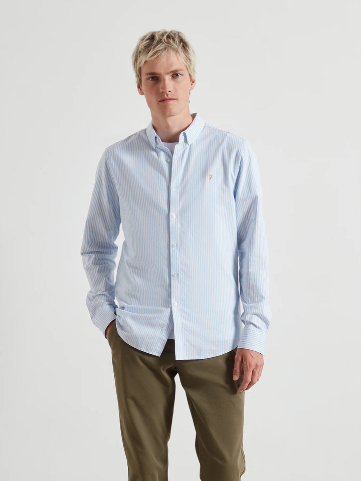 FARAH BREWER STRIPE LS - SKY BLUE