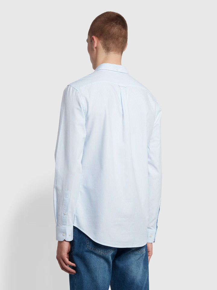 FARAH BREWER STRIPE LS BD - SKY BLUE