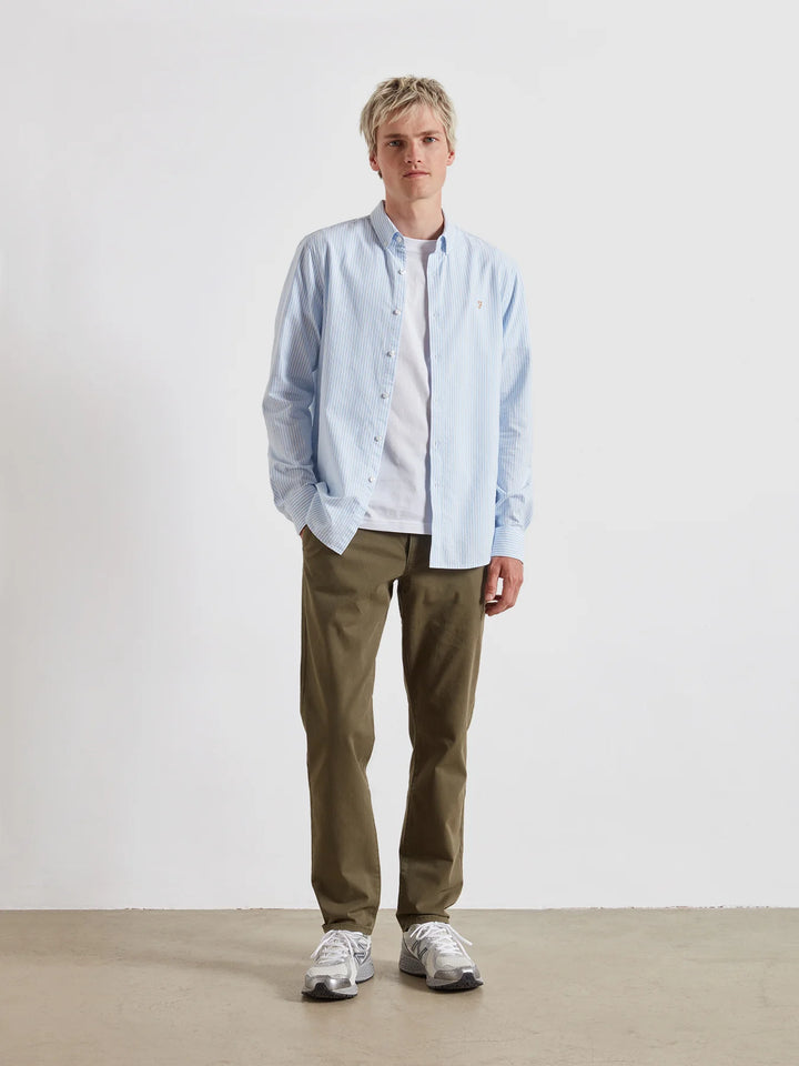 FARAH BREWER STRIPE LS - SKY BLUE