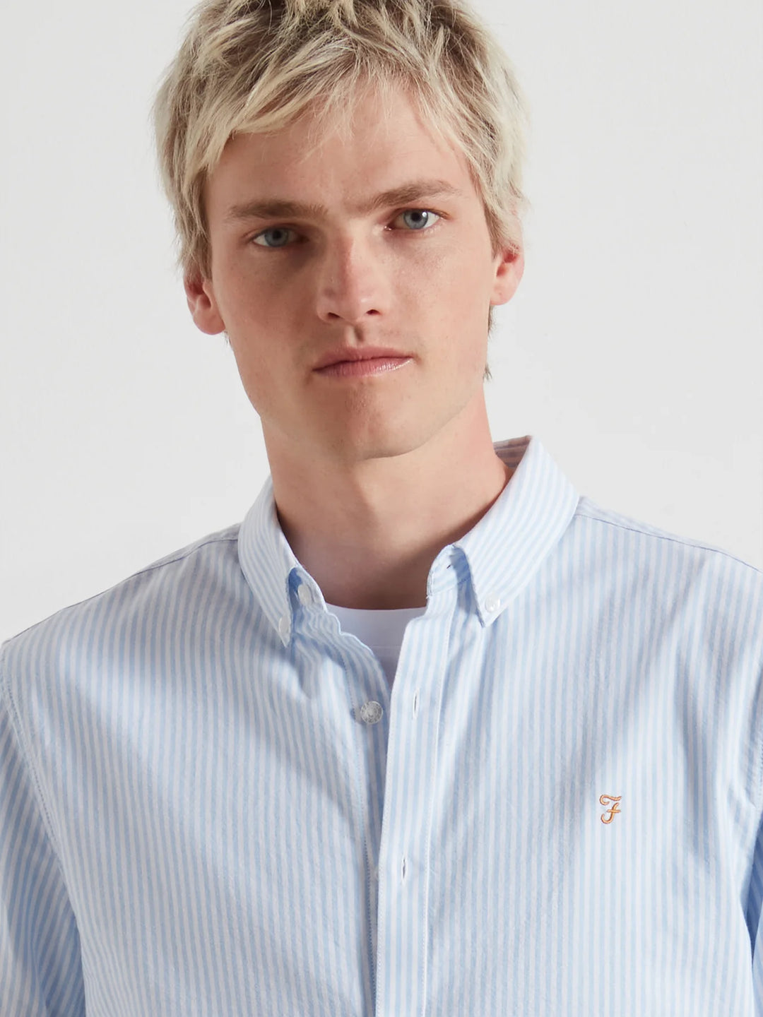 FARAH BREWER STRIPE LS - SKY BLUE
