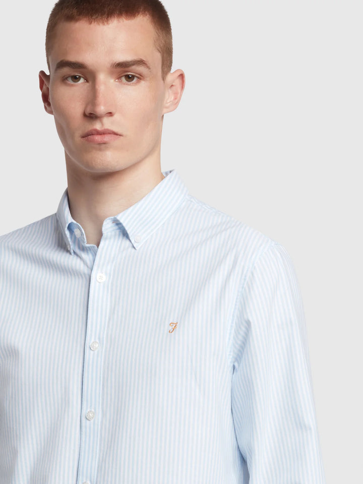 FARAH BREWER STRIPE LS BD - SKY BLUE