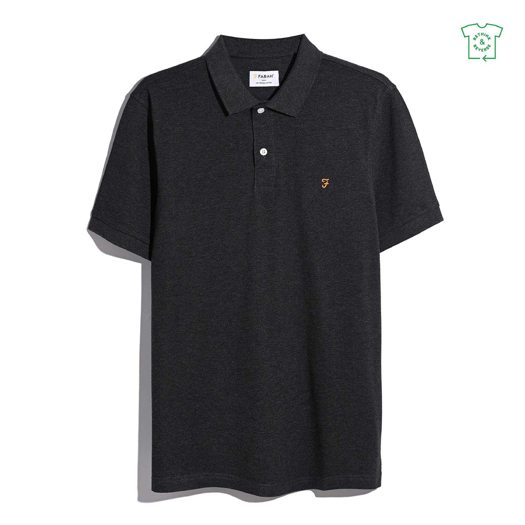 FARAH CUNNINGHAM SS POLO - WASHED BLACK