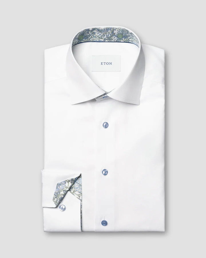ETON FLORAL EFFECT SIGNATURE TWILL 00 WHITE