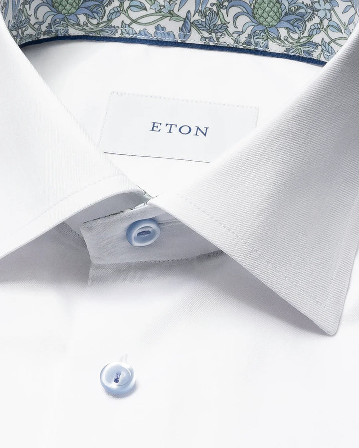 ETON FLORAL EFFECT SIGNATURE TWILL 00 WHITE