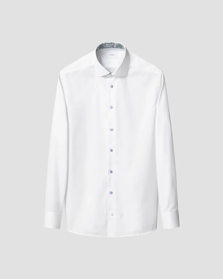 ETON FLORAL EFFECT SIGNATURE TWILL 00 WHITE