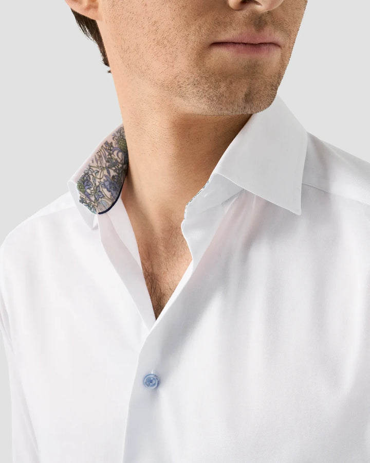 ETON FLORAL EFFECT SIGNATURE TWILL 00 WHITE