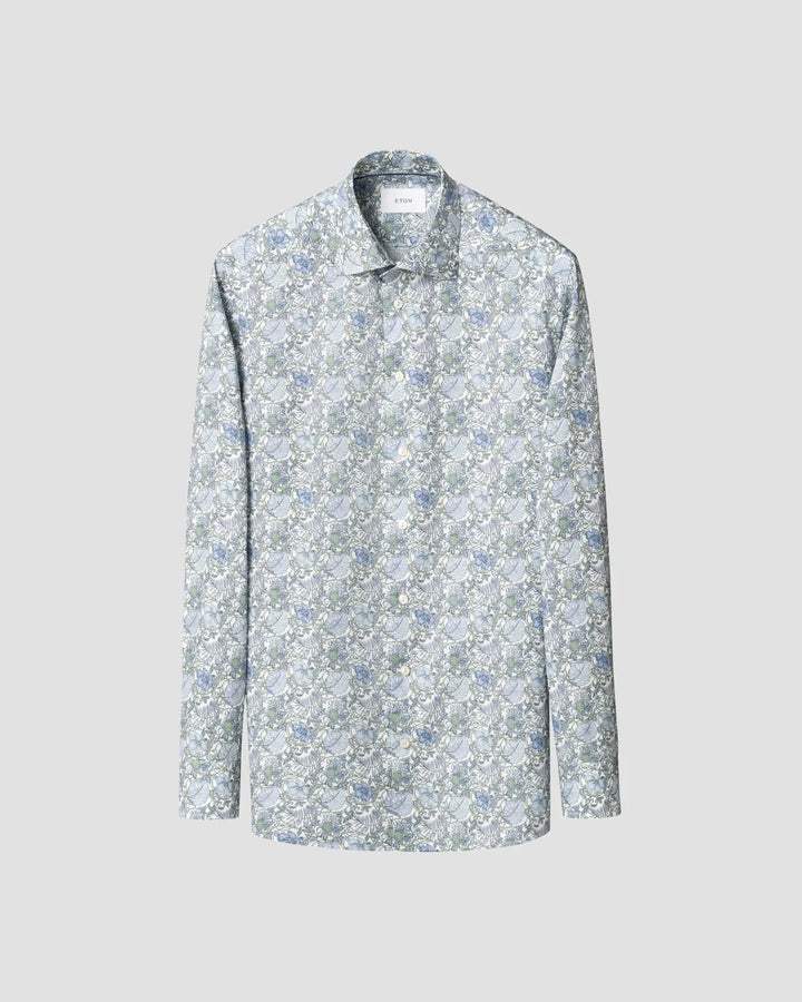 ETON FLORAL SIGNATURE TWILL SHIRT 65 GREEN