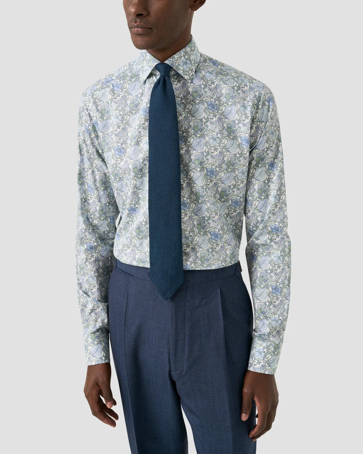 ETON FLORAL SIGNATURE TWILL SHIRT 65 GREEN