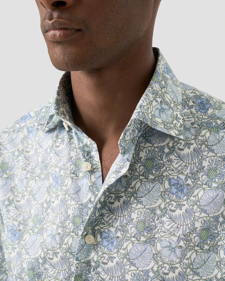 ETON FLORAL SIGNATURE TWILL SHIRT 65 GREEN