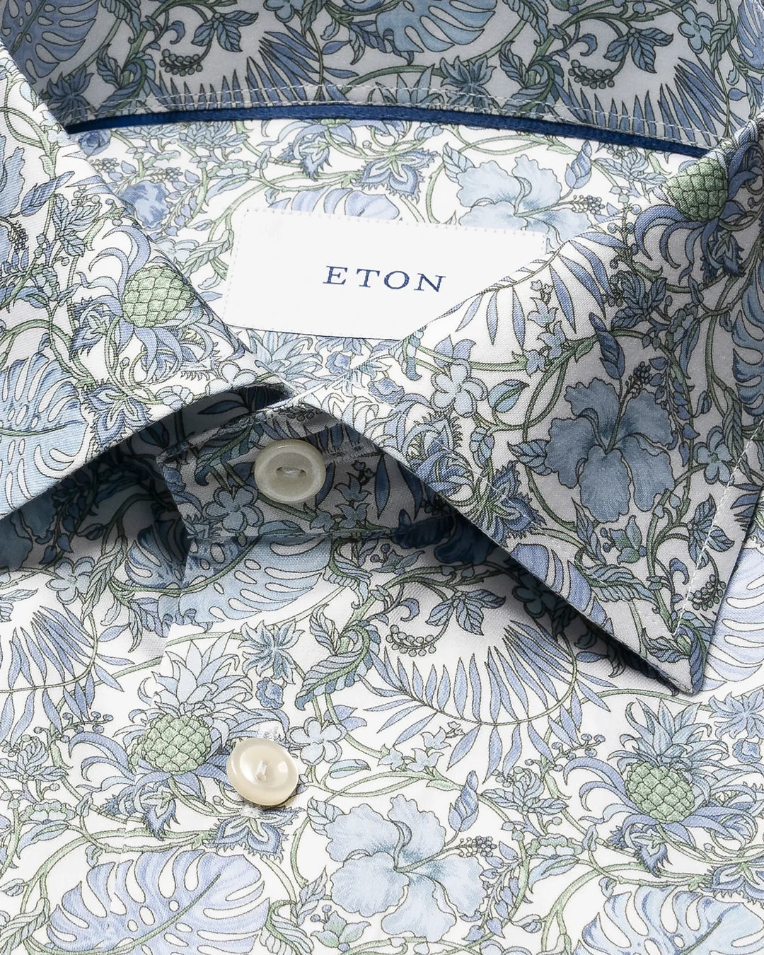 ETON FLORAL SIGNATURE TWILL SHIRT 65 GREEN