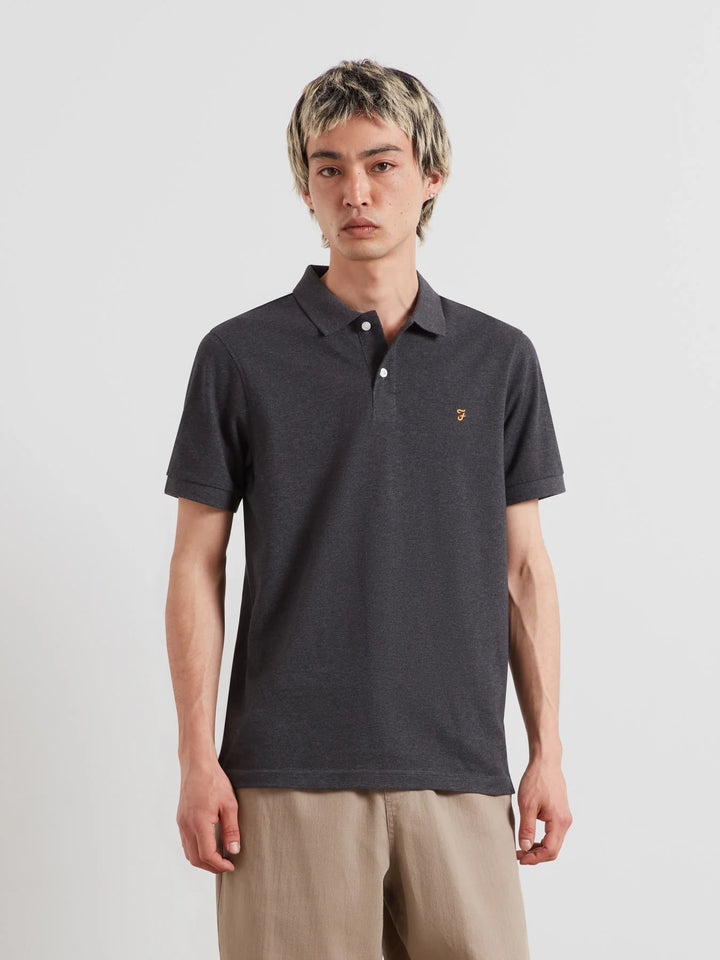 FARAH CUNNINGHAM SS POLO - WASHED BLACK