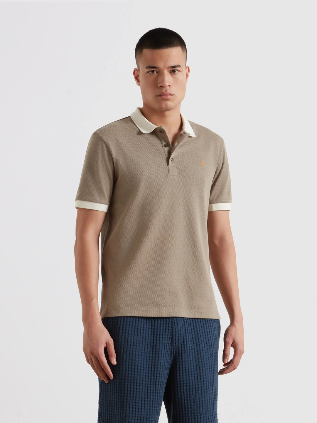 FARAH CLEMENT SS TEXTURED - STONE GREY