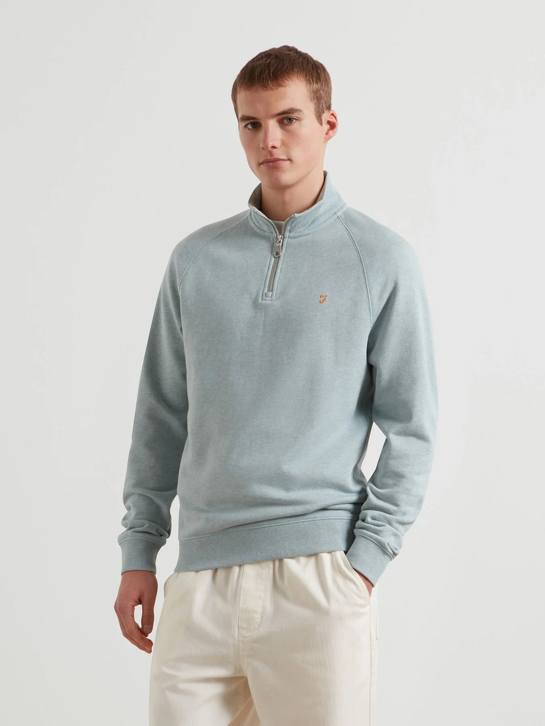 FARAH JIM 1/4 ZIP - GREEN MIST MARL