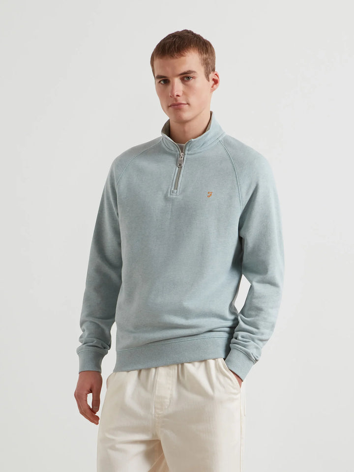 FARAH JIM 1/4 ZIP - GREEN MIST MARL