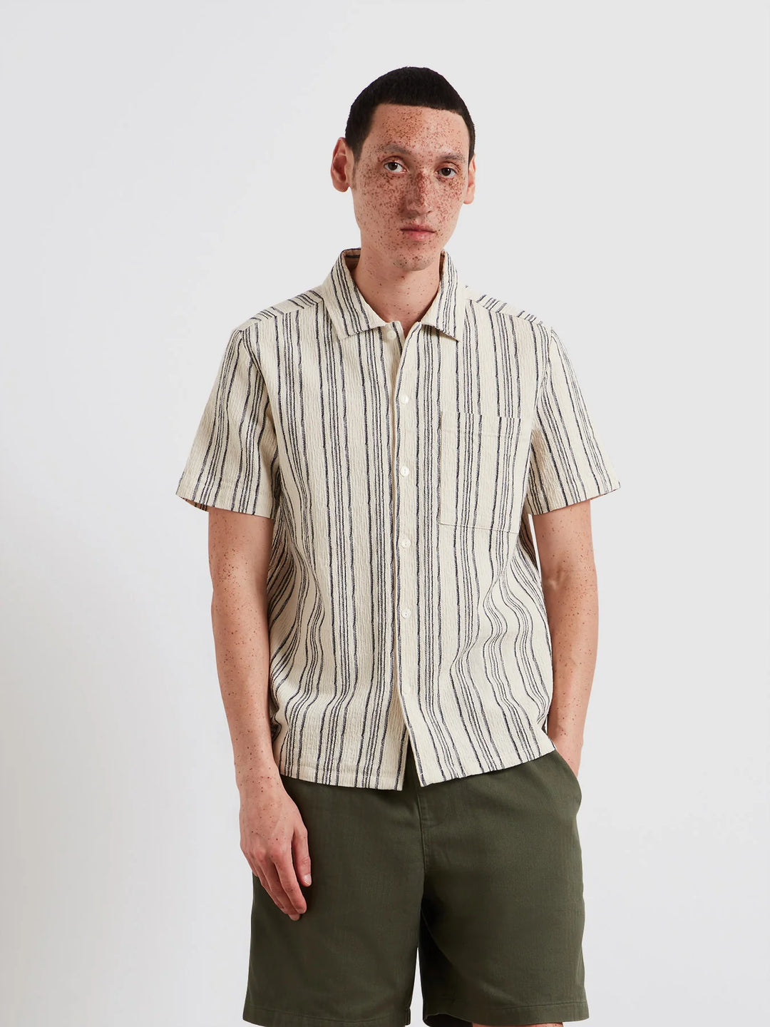 FARAH SIMON SS STRIPE - ECRU