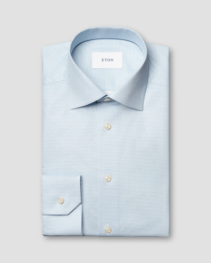 ETON GEOMETRIC SIGNATURE TWILL SHIRT 23 BLUE