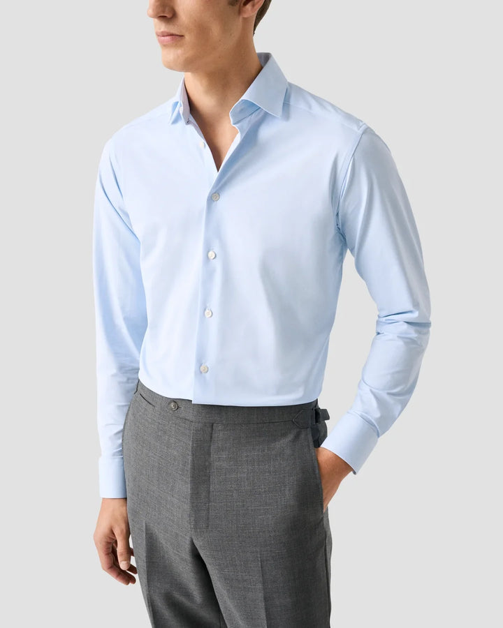 ETON SEMI-SOLID FOUR-WAY STRETCH SHIRT 22 BLUE