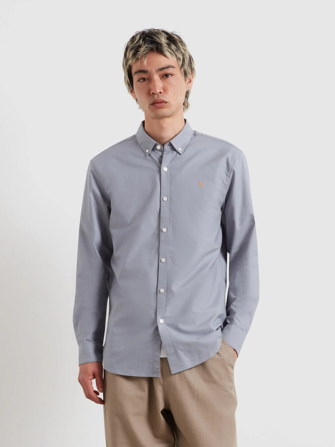 FARAH BREWER LS SHIRT - ICELANDIC BLUE