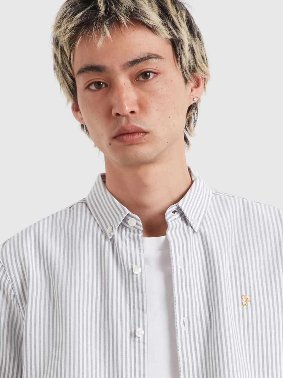FARAH BREWER STRIPE LS SHIRT - ROSEMARY