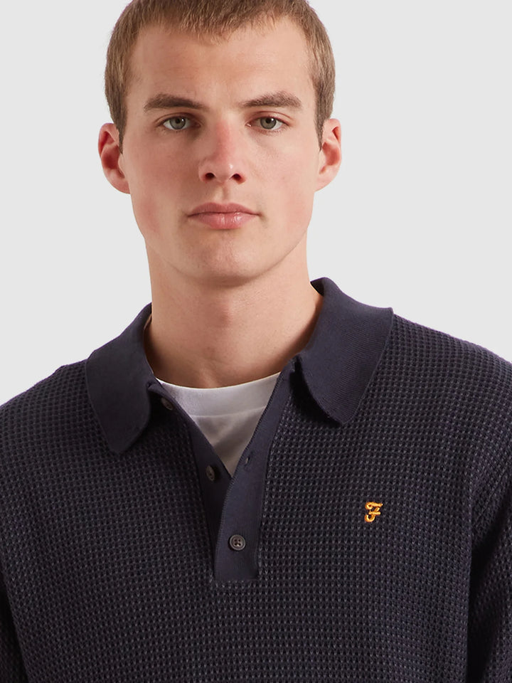 FARAH GATEACRE KNIT POLO - TRUE NAVY