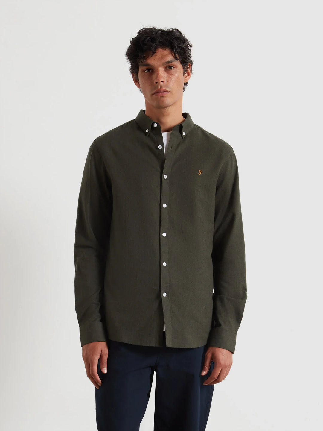 FARAH MILNERS LS PLAIN SHIRT - EVERGREEN