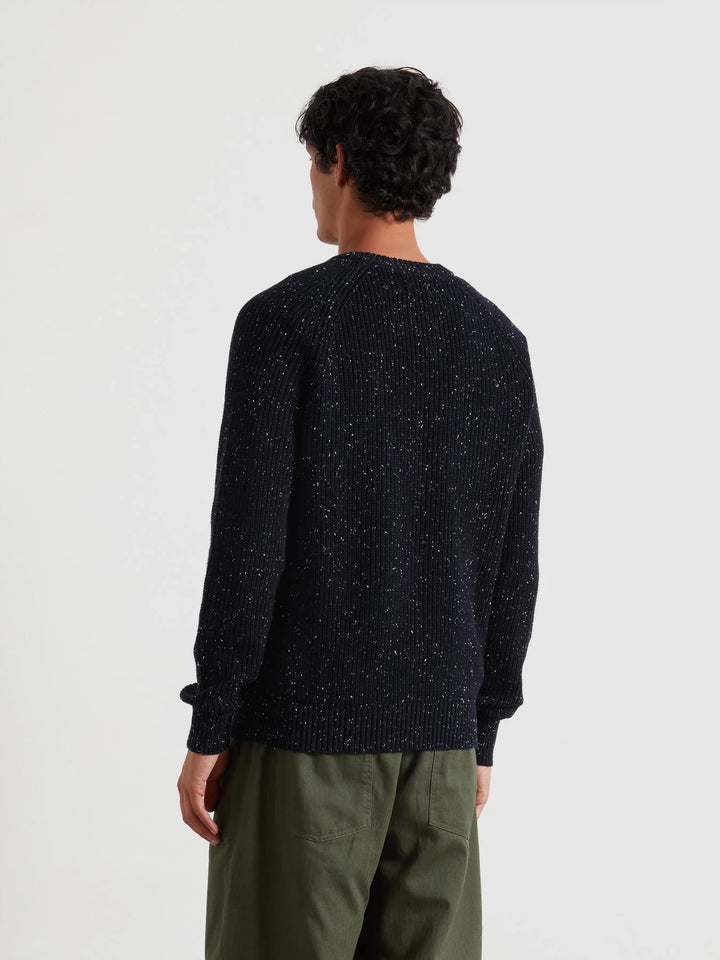 FARAH SAGE NEPPED SWEATER - NAVY
