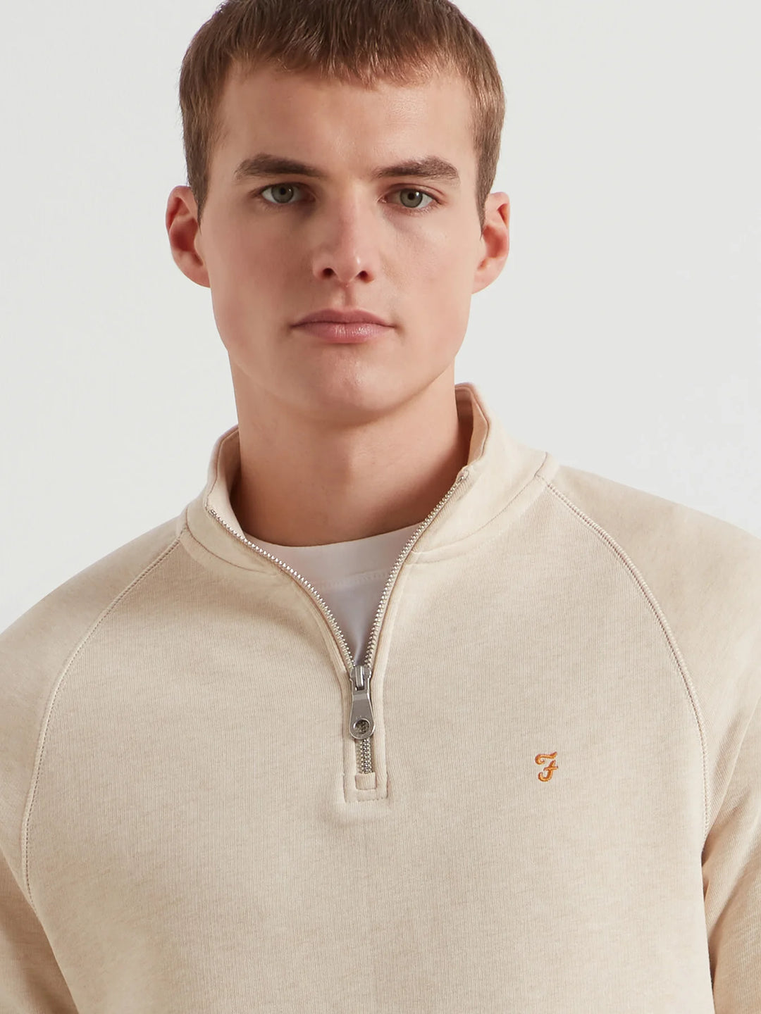 FARAH JIM 1/4 ZIP - BIRCH GREY MARL