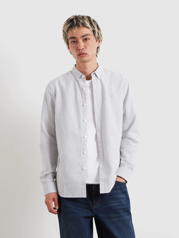 FARAH BREWER STRIPE LS SHIRT - ROSEMARY