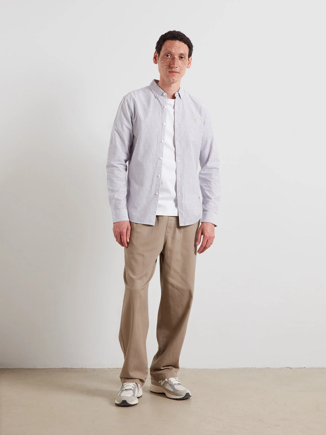 FARAH BREWER STRIPE LS SHIRT - DEEP PURPLE