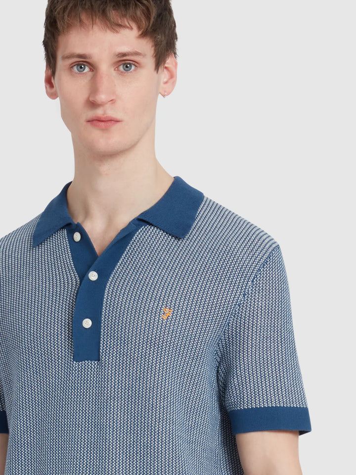 FARAH SANDFORD KNIT POLO - COLD METAL