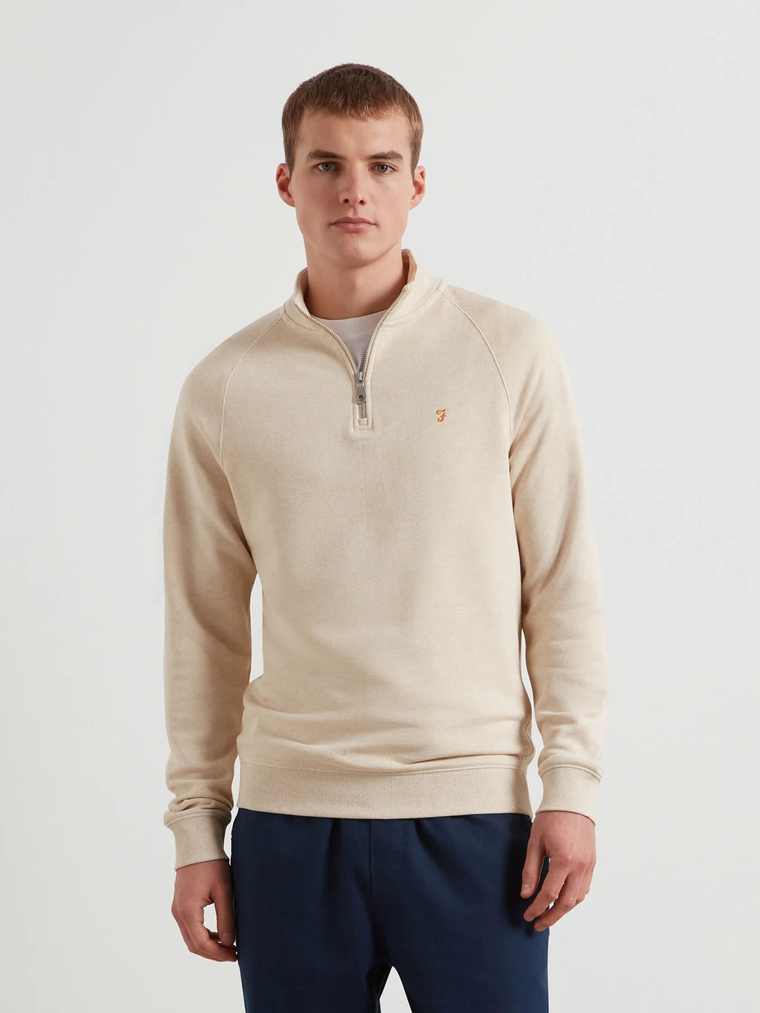 FARAH JIM 1/4 ZIP - BIRCH GREY MARL