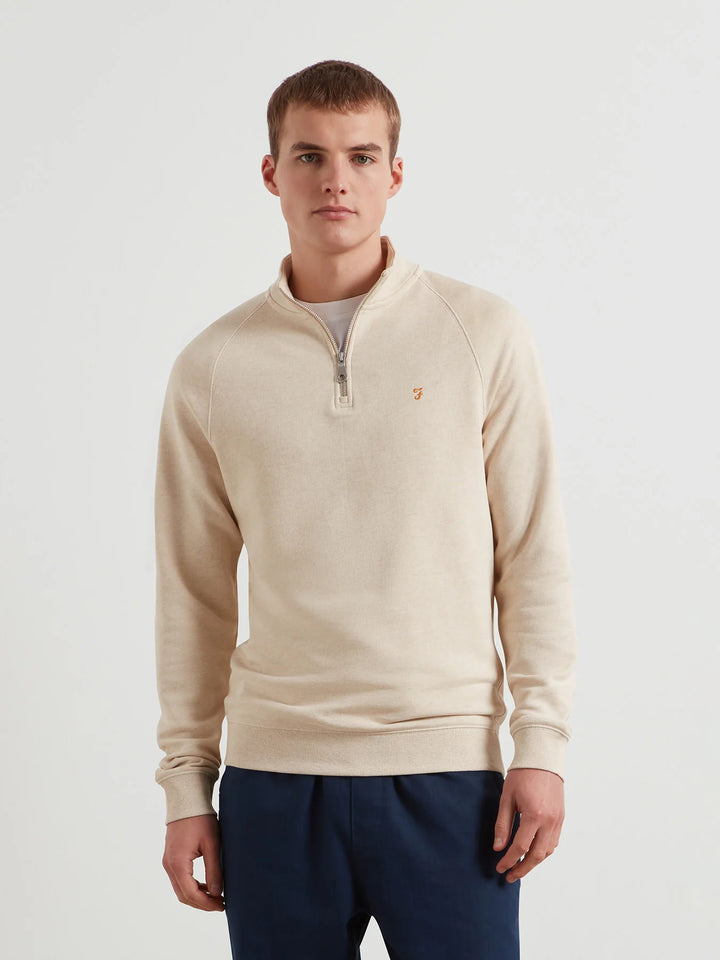 FARAH JIM 1/4 ZIP - BIRCH GREY MARL
