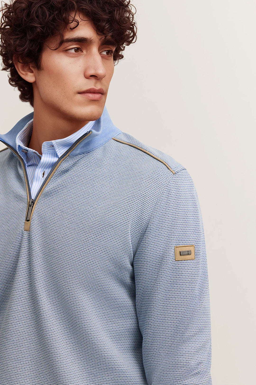 BUGATTI 8550-15141E 1/4 ZIP - 320 BLUE