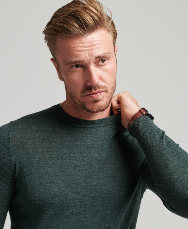 SUPERDRY STUDIOS MERINO CREW - GREEN MARL